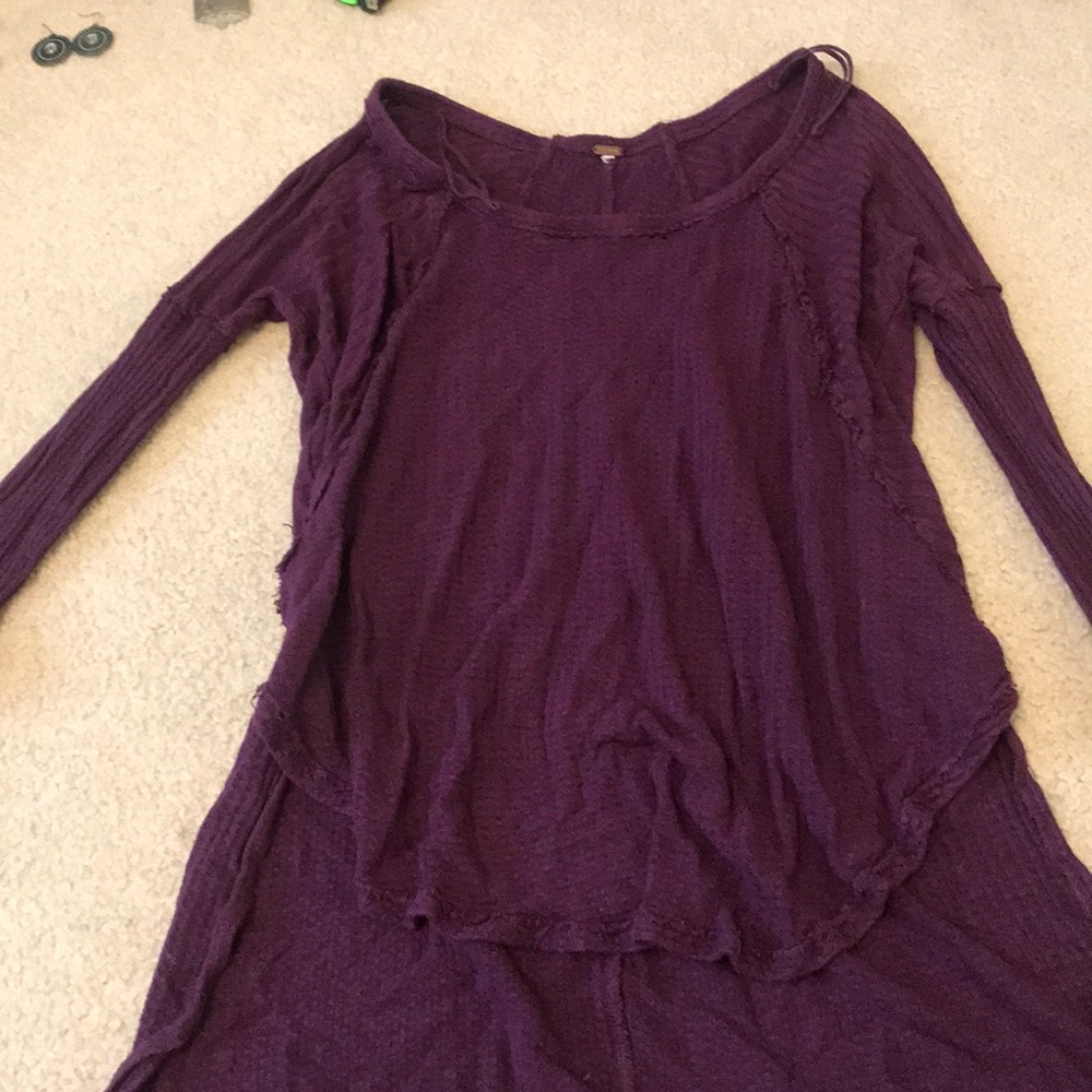 Purple Free People Long Sleeved Tee
